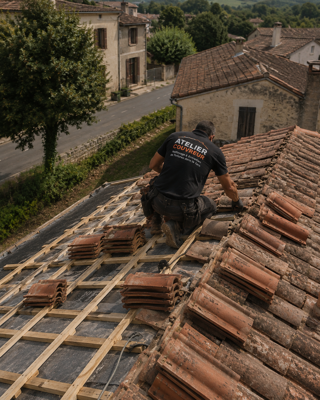 Remplacement de tuiles dans le Tarn